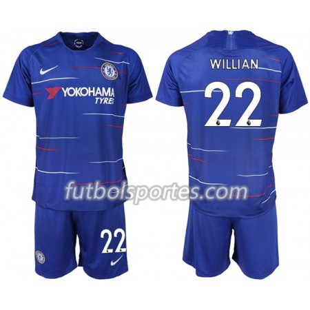 Camisetas Chelsea WILLIAN 22 Niño Primera Equipacion 2018/2019